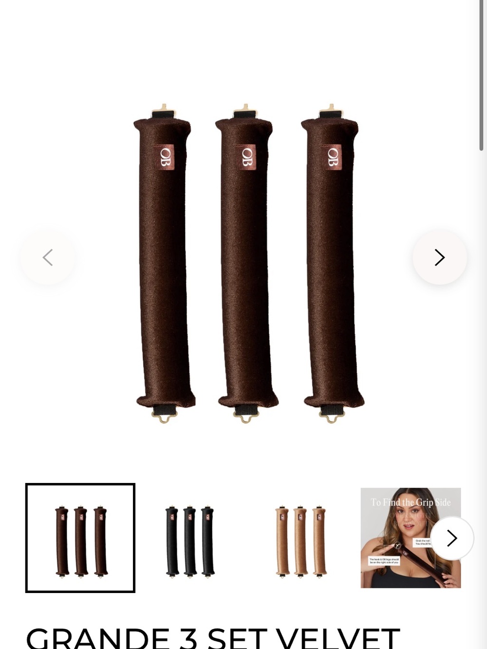 Grande 3-Set Velvet Hair Rollers - Brown